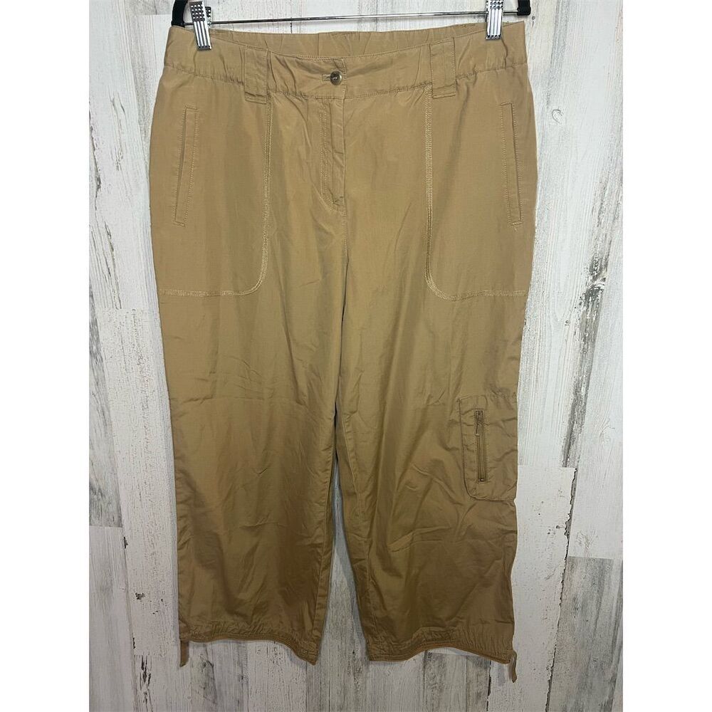 J. Jill Women's Cargo‎ Capri Pants Brown Size 12 Casual Elastic Waist